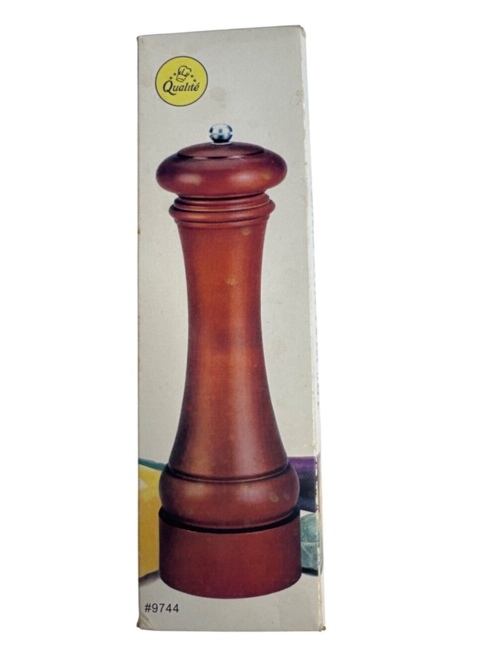 10" Walnut Finish Birch Wood Pepper Mill Adjustable Coarse To Fine Grind